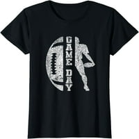 Dan igre Fudbal - Slatka fudbalska majica za žene kratki rukovi za zabave Crni tee
