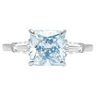 Rezanje 3CT-a - tri-kamena - simulirani plavi dijamant - 14k bijelo zlato - zaručnički prsten