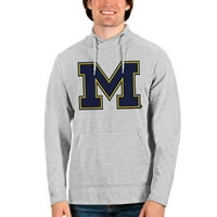 Muški antigua Heather Sivi Michigan Wolverines Logo tima Nagrada Crossover dekolte pulover Duksera