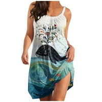 Ženske haljine Ljeto bez rukava Halter mini casual print ljuljačka plaža Sundress Vestidos