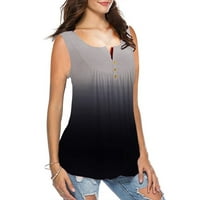 Wendunide prevelike majice za žene Women Plus veličine gradijent V-izrez bez rukava bez rukava dugme