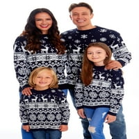 Porodica podudaranje božićnih ružnih džepata dugih rukava za jelo snježnim pahuljicama pletena pulover