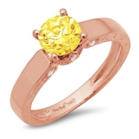 1.06ct okrugli rez žuta simulirana dijamant 14k ružičasta ruža zlato egraviranje izjava bridalna godišnjica