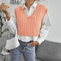Cuhas ženske modne džempere za žene plus veličine casual V-izrez pulover košulja sudara boja rukave