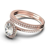 Bridalni prsten Art Deco 2. Carat Ovalni rez dijamantski prsten za angažman, vjenčani prsten u sterling