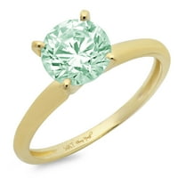 CT sjajan okrugli rez simulirani zeleni dijamant 14k žuto zlato pasijans prsten sz 10.25
