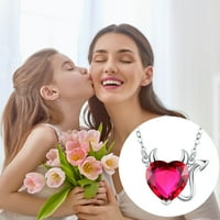 Đavo srce kristalno ogrlica privjesak sterling srebrni poklon za djevojke djevojke žensko crveno