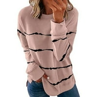 Funicet ženske krade dukseve pulover Tuničke košulje dugih rukava Stripe labava bluza meka lagana ležerna