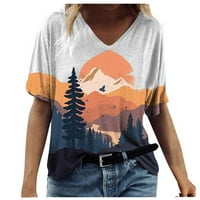 Ženske plus veličine vrhova Tiskanje V-izrez majice kratki rukav casual tee vrhovi bluza