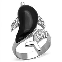 Ženski prsten od nehrđajućeg čelika visokog poliranog čelika sa gornjim klasom Crystal u bistri - veličina