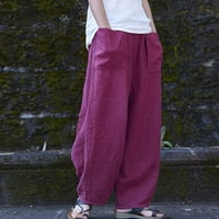Ženske hlače Proljeće i ljetni ženski retro ravni džep obični u boji Ležerne prilike pamučne hlače Dukseve