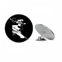 Zimska sport Skijanje Crna uzorka okrugla metalna kašika pin broš