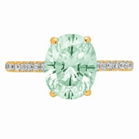 2.21CT ovalni rez zeleni simulirani dijamant 14k žuti zlatni godišnjički angažman prsten veličine 10.75