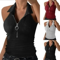 Wofedyo Thirts Majice za žene rever patentni patentni košulji puknuti prsluk prsluk majica za ženske