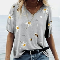Žene Thirts Loot Fit Slatki ljetni vrhovi za žene plus veličine Bluze V izrez kratki rukav majica Trendy