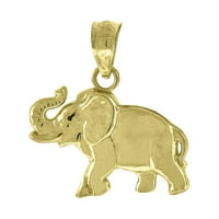 14k žuti zlatni unisni slon na kopnu Privjesak ogrlica šarm mjeri 18x široki nakit pokloni za žene