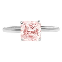 2.0ct Asscher rez ružičasti simulirani dijamant 18k bijelo zlato graviranje izveštavanja godišnjica