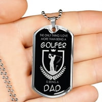 Golfer tata Golf Oznaka za pse od nehrđajućeg čelika ili 18K zlatni w 24 lančani golf poklon za tatu