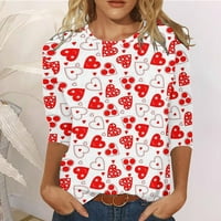 Haxmnou Womens Valentinovo ljubav tiskala je tri četvrtine rukava za okrugli izrez Top majica bluza