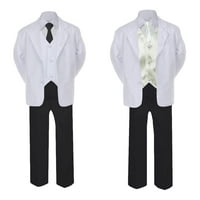 Dječak Formalni kravate Crno bijelo odijelo Set saten kravate i prsluk za bebe