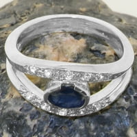 Britanci napravio 10k bijelo zlato Real Pravinski safirni i dijamantni ženski prsten - Veličine opcije