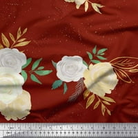 Soimoi crvena poliesterska lišća tkanina i vjera ruža cvjetna print šiva širine tkanine