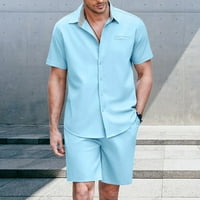 SNGXGN MAN kratki setovi odjeća muške odijelo Ležerne kratke hlače Ljeto duks preveliki kratki rukav