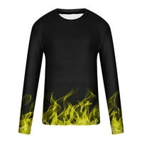 Yanhoo Muškarci dugih rukava Flame 3D Print Okrugli vrat Ležerne prilike majice Ležerne atletska bluza