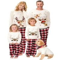 Amiliee Family Božićne pidžame postavljaju Xmas Roditelj-Child dugih rukava na dugim rukavima