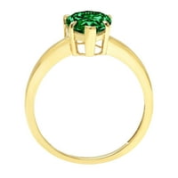 1.0ct kruška zelena simulirana smaragd 14k žuto zlato graviranje izjava godišnjica angažmana vjenčanja