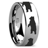 Stalni medvjed Print prsten ugravirani ravni volfram prsten