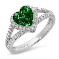 1.49ct srce zelena simulirana smaragd 18k bijela zlatna godišnjica Angažovanje halo zvona veličine 7.75