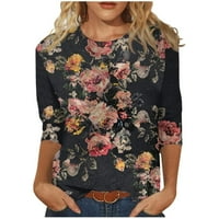 HHEI_K majice za žene za žene Slatke grafičke tenske bluze casual plus veličine osnovni vrhovi pulover