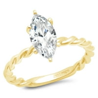 2.0ct Marquise Cut White Sapphire 14K Žuta zlatna godišnjica Angažovane prstene 3,5