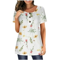 Ljetni vrhovi za žene labave fit košulje Žene Ležerne prilike kratkih rukava Cvjetni plutani bluza za