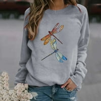 AOUKEA FALL pulover vrhove modne ležerne, ženski ispis dugih rukava sa dugim rukavima pulover bluza