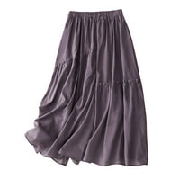 Mrat Womens Fringe suknja Čvrsti ljetni dvostruki slojevi za zapadne suknje za žene pamučna posteljina