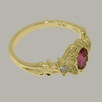 Britanci izrađeni 14K žuti zlatni prirodni ružičasti turistički turmalinski i Opal ženski zaručni prsten
