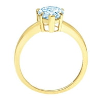 1.0ct kruška reza prirodna švicarska plava topaz 14k žuti zlatni godišnjički angažman prsten veličine