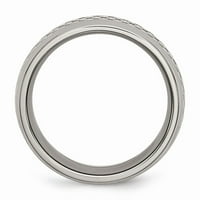 Čvrsta titanijum siva ugljična vlakna-inlay muške vjenčane prstene veličine 11