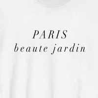 Pariz Beaute Jardin Crew izrez dugih rukava bijeli odrasli Tee-XXL