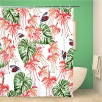 Prekrasna akvarela tropska džungla cvjetna uzorka palmi odlazi vodootporna poliesterska tuš zavjesa