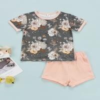 Listenwind Toddler Baby Girls Ljeto odijelo Kratki rukav O-izrez Majica + elastična struka kratke hlače