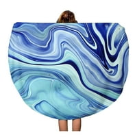 Okrugli plažni ručnik pokrivač sažetak sažetak plavi mramorni umjetnički platno u boji suvremeni zanatski