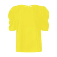 Ljetne vruće košulje za žene Ženska ljetna čvrsta boja Tanak pričvršćen okrugli vrat kratki rukav