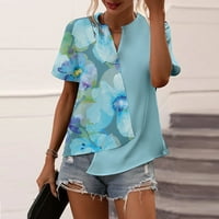 Letnje ženske majice i bluza kratki rukav Split V izrez asimetrični, vrhovi za žene Elegantne, majice