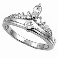 Sterling srebrni ženski bijeli kubični cirkonijski prsten za prsten nakit ženski muški unise veličine