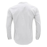 FESFESFES bluza majica za muškarce posteljina dugih rukava ovratnik V izrez Pulover košulje džepnog