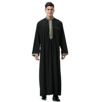 Thobe Kaftan islamska Abaya Haljina Muška ljetna Thobe Muška ležerna čvrsta odjeća l crna