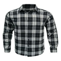 Glonme Flannel vrhovi muškarci Jednosmjerni uredski košulje Ležerne tuničke košulje Black XXL
